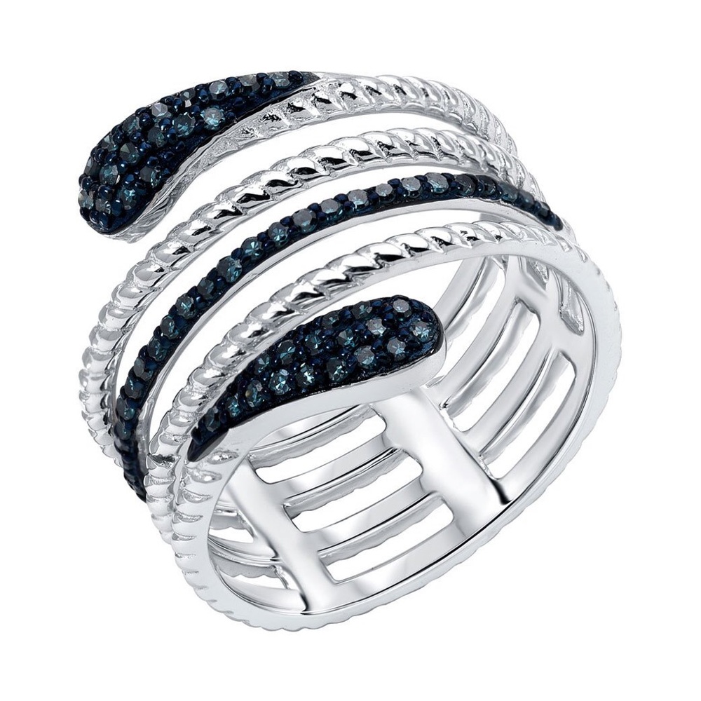 Blue Diamond Wrap Silver Ring